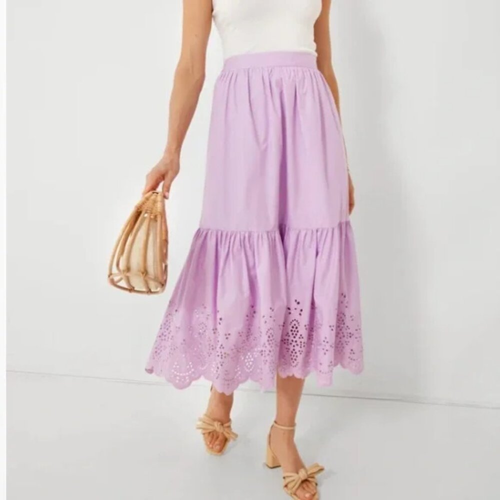 English Factory Lilac Eyelet Linnea Maxi Skirt - XL